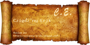 Czigány Erik névjegykártya